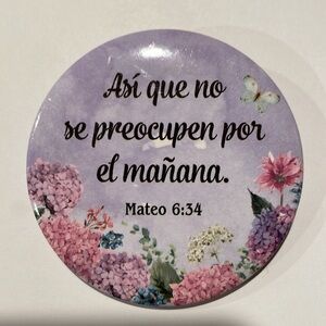 Inspirational Spanish Key Holder/Bag Charm/Mirror with Floral Design NWT